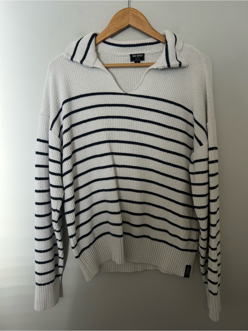 Todd Snyder Striped Recycled Cotton Polo Sweater